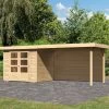 Abri De Jardin En Bois Massif 5,25m² Askola 3 Avec Appentis 280cm Et Paroi Arrière – Karibu -Abri De Jardin abri de jardin en bois massif 525m askola 3 avec appentis 280cm et paroi arriere woodfeeling