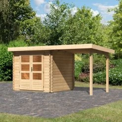 Abri De Jardin En Bois Massif 5,62m² Bastrup 2 Avec Appentis 200cm – Karibu