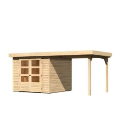 Abri De Jardin En Bois Massif 5,95m² Askola 3,5 Avec Appentis 240cm – Karibu -Abri De Jardin abri de jardin en bois massif 595m askola 35 avec appentis 240cm woodfeeling 2