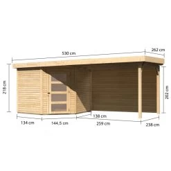 Abri De Jardin En Bois Massif 5,95m² Schwandorf 5 Avec Appentis 280cm Et Paroi Arrière – Karibu -Abri De Jardin abri de jardin en bois massif 595m schwandorf 5 avec appentis 280cm et paroi arriere woodfeeling 1