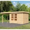 Abri De Jardin En Bois Massif 6,25m² Retola 2 Avec Armoire Intégrée Et Appentis 240cm – Karibu -Abri De Jardin abri de jardin en bois massif 625m retola 2 avec armoire integree et appentis 240cm woodfeeling