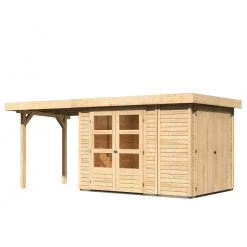 Abri De Jardin En Bois Massif 6,25m² Retola 2 Avec Armoire Intégrée Et Appentis 240cm – Karibu -Abri De Jardin abri de jardin en bois massif 625m retola 2 avec armoire integree et appentis 240cm woodfeeling 2
