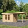 Abri De Jardin En Bois Massif 6,55m² Askola 4 Avec Appentis 240cm – Karibu -Abri De Jardin abri de jardin en bois massif 655m askola 4 avec appentis 240cm woodfeeling