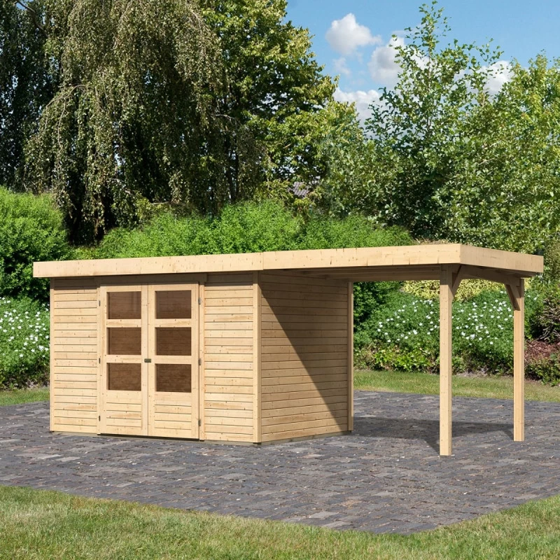 Abri De Jardin En Bois Massif 6,55m² Askola 4 Avec Appentis 240cm – Karibu 3 Abri De Jardin En Bois Massif 6,55m² Askola 4 Avec Appentis 240cm – Karibu