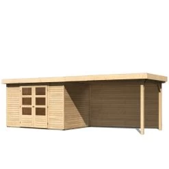 Abri De Jardin En Bois Massif 6,55m² Askola 4 Avec Appentis 280cm Et Paroi Arrière – Karibu -Abri De Jardin abri de jardin en bois massif 655m askola 4 avec appentis 280cm et paroi arriere woodfeeling 2