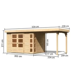 Abri De Jardin En Bois Massif 6,55m² Kerko 4 Avec Appentis 240cm – Karibu 10 Abri De Jardin En Bois Massif 6,55m² Kerko 4 Avec Appentis 240cm – Karibu -Abri De Jardin abri de jardin en bois massif 655m kerko 4 avec appentis 240cm woodfeeling 2