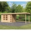 Abri De Jardin En Bois Massif 6,55m² Kerko 4 Avec Appentis 280cm – Karibu -Abri De Jardin abri de jardin en bois massif 655m kerko 4 avec appentis 280cm woodfeeling
