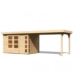 Abri De Jardin En Bois Massif 6,55m² Kerko 4 Avec Appentis 280cm – Karibu -Abri De Jardin abri de jardin en bois massif 655m kerko 4 avec appentis 280cm woodfeeling 2