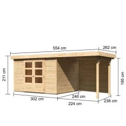 Abri De Jardin En Bois Massif 7,43m² Askola 5 Avec Appentis 240cm Et Paroi Arrière – Karibu 9 Abri De Jardin En Bois Massif 7,43m² Askola 5 Avec Appentis 240cm Et Paroi Arrière – Karibu -Abri De Jardin abri de jardin en bois massif 743m askola 5 avec appentis 240cm et paroi arriere woodfeeling 1