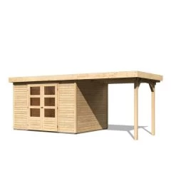 Abri De Jardin En Bois Massif 7,43m² Askola 5 Avec Appentis 240cm – Karibu -Abri De Jardin abri de jardin en bois massif 743m askola 5 avec appentis 240cm woodfeeling 2