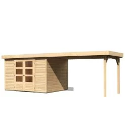 Abri De Jardin En Bois Massif 7,43m² Askola 5 Avec Appentis 280cm – Karibu -Abri De Jardin abri de jardin en bois massif 743m askola 5 avec appentis 280cm woodfeeling 2