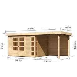 Abri De Jardin En Bois Massif 7,43m² Kerko 5 Avec Appentis 240cm Et Paroi Arrière – Karibu 10 Abri De Jardin En Bois Massif 7,43m² Kerko 5 Avec Appentis 240cm Et Paroi Arrière – Karibu -Abri De Jardin abri de jardin en bois massif 743m kerko 5 avec appentis 240cm et paroi arriere woodfeeling 2