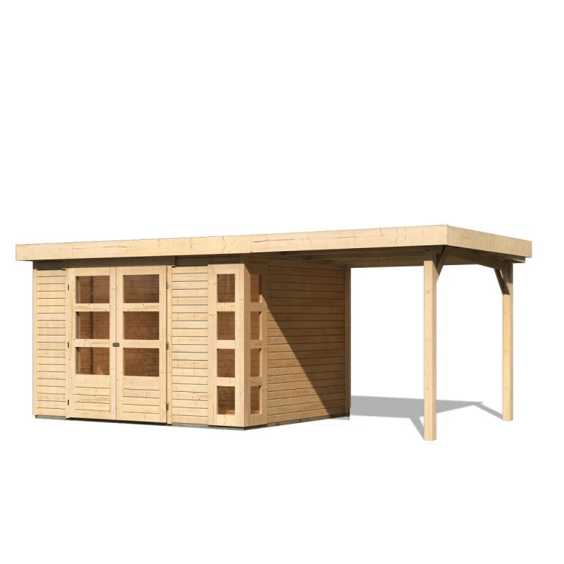 Abri De Jardin En Bois Massif 7,43m² Kerko 5 Avec Appentis 240cm – Karibu 5 Abri De Jardin En Bois Massif 7,43m² Kerko 5 Avec Appentis 240cm – Karibu – Image 3