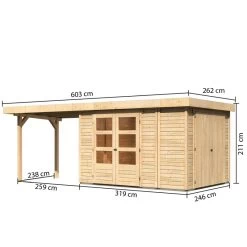 Abri De Jardin En Bois Massif 7,85m² Retola 4 Avec Armoire Intégrée Et Appentis 280cm – Karibu 9 Abri De Jardin En Bois Massif 7,85m² Retola 4 Avec Armoire Intégrée Et Appentis 280cm – Karibu -Abri De Jardin abri de jardin en bois massif 785m retola 4 avec armoire integree et appentis 280cm woodfeeling 1