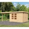 Abri De Jardin En Bois Massif 7,85m² Retola 4 Avec Armoire Intégrée Et Appentis 280cm – Karibu -Abri De Jardin abri de jardin en bois massif 785m retola 4 avec armoire integree et appentis 280cm woodfeeling