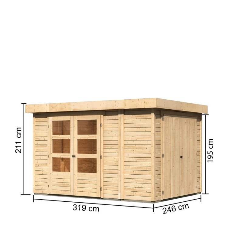 Abri De Jardin En Bois Massif 7,85m² Retola 4 Avec Armoire Intégrée – Karibu 4 Abri De Jardin En Bois Massif 7,85m² Retola 4 Avec Armoire Intégrée – Karibu – Image 2