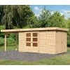 Abri De Jardin En Bois Massif 8,18m² Retola 5 Avec Armoire Intégrée Et Appentis 240cm – Karibu -Abri De Jardin abri de jardin en bois massif 818m retola 5 avec armoire integree et appentis 240cm woodfeeling