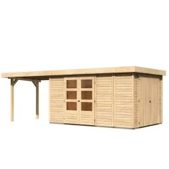 Abri De Jardin En Bois Massif 9,27m² Retola 6 Avec Armoire Intégrée Et Appentis 280cm – Karibu -Abri De Jardin abri de jardin en bois massif 927m retola 6 avec armoire integree et appentis 280cm woodfeeling 1
