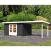 Abri De Jardin En Bois Massif Anthracite 10,60m² Bastrup 7 Avec Appentis 300cm – Karibu -Abri De Jardin abri de jardin en bois massif anthracite 1060m bastrup 7 avec appentis 300cm woodfeeling