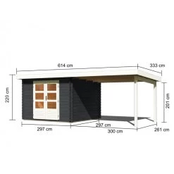 Abri De Jardin En Bois Massif Anthracite 8,82m² Bastrup 5 Avec Appentis 300cm – Karibu -Abri De Jardin abri de jardin en bois massif anthracite 882m bastrup 5 avec appentis 300cm woodfeeling 2