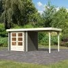 Abri De Jardin En Bois Massif Gris Terre 4,62m² Askola 2 Avec Appentis 240cm – Karibu -Abri De Jardin abri de jardin en bois massif gris terre 462m askola 2 avec appentis 240cm woodfeeling