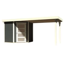 Abri De Jardin En Bois Massif Gris Terre 4,62m² Schwandorf 3 Avec Appentis 280cm – Karibu -Abri De Jardin abri de jardin en bois massif gris terre 462m schwandorf 3 avec appentis 280cm woodfeeling 2