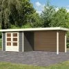 Abri De Jardin En Bois Massif Gris Terre 5,25m² Askola 3 Avec Appentis 280cm Et Paroi Arrière – Karibu 2 Abri De Jardin En Bois Massif Gris Terre 5,25m² Askola 3 Avec Appentis 280cm Et Paroi Arrière – Karibu -Abri De Jardin abri de jardin en bois massif gris terre 525m askola 3 avec appentis 280cm et paroi arriere woodfeeling