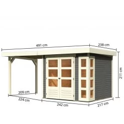 Abri De Jardin En Bois Massif Gris Terre 5,25m² Kerko 3 Avec Appentis 240cm – Karibu 9 Abri De Jardin En Bois Massif Gris Terre 5,25m² Kerko 3 Avec Appentis 240cm – Karibu -Abri De Jardin abri de jardin en bois massif gris terre 525m kerko 3 avec appentis 240cm woodfeeling 1