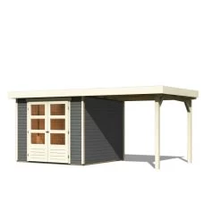 Abri De Jardin En Bois Massif Gris Terre 5,95m² Askola 3,5 Avec Appentis 240cm - Karibu 10 Abri De Jardin En Bois Massif Gris Terre 5,95m² Askola 3,5 Avec Appentis 240cm - Karibu -Abri De Jardin abri de jardin en bois massif gris terre 595m askola 35 avec appentis 240cm woodfeeling 2