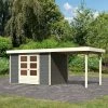 Abri De Jardin En Bois Massif Gris Terre 6,55m² Askola 4 Avec Appentis 240cm - Karibu -Abri De Jardin abri de jardin en bois massif gris terre 655m askola 4 avec appentis 240cm woodfeeling