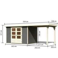Abri De Jardin En Bois Massif Gris Terre 6,55m² Askola 4 Avec Appentis 240cm - Karibu 10 Abri De Jardin En Bois Massif Gris Terre 6,55m² Askola 4 Avec Appentis 240cm - Karibu -Abri De Jardin abri de jardin en bois massif gris terre 655m askola 4 avec appentis 240cm woodfeeling 2
