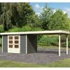 Abri De Jardin En Bois Massif Gris Terre 6,55m² Askola 4 Avec Appentis 280cm – Karibu -Abri De Jardin abri de jardin en bois massif gris terre 655m askola 4 avec appentis 280cm woodfeeling