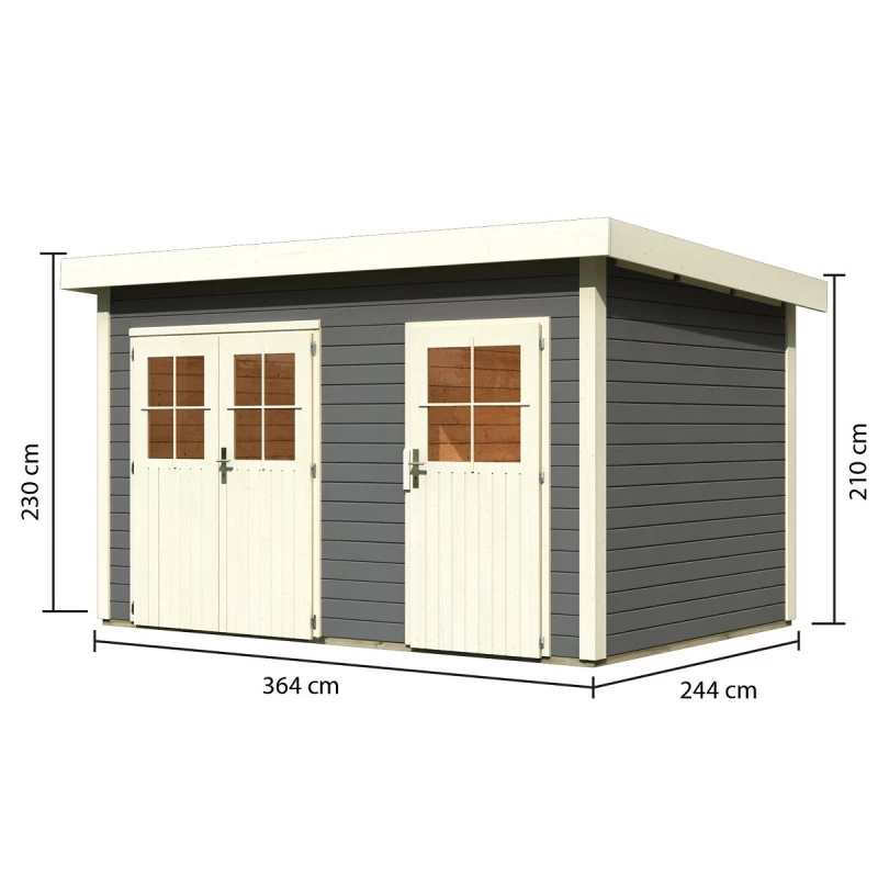 Abri De Jardin En Bois Massif Gris Terre 8,88m² Avec Cloison Intérieure Tintrup – Karibu 5 Abri De Jardin En Bois Massif Gris Terre 8,88m² Avec Cloison Intérieure Tintrup – Karibu – Image 3