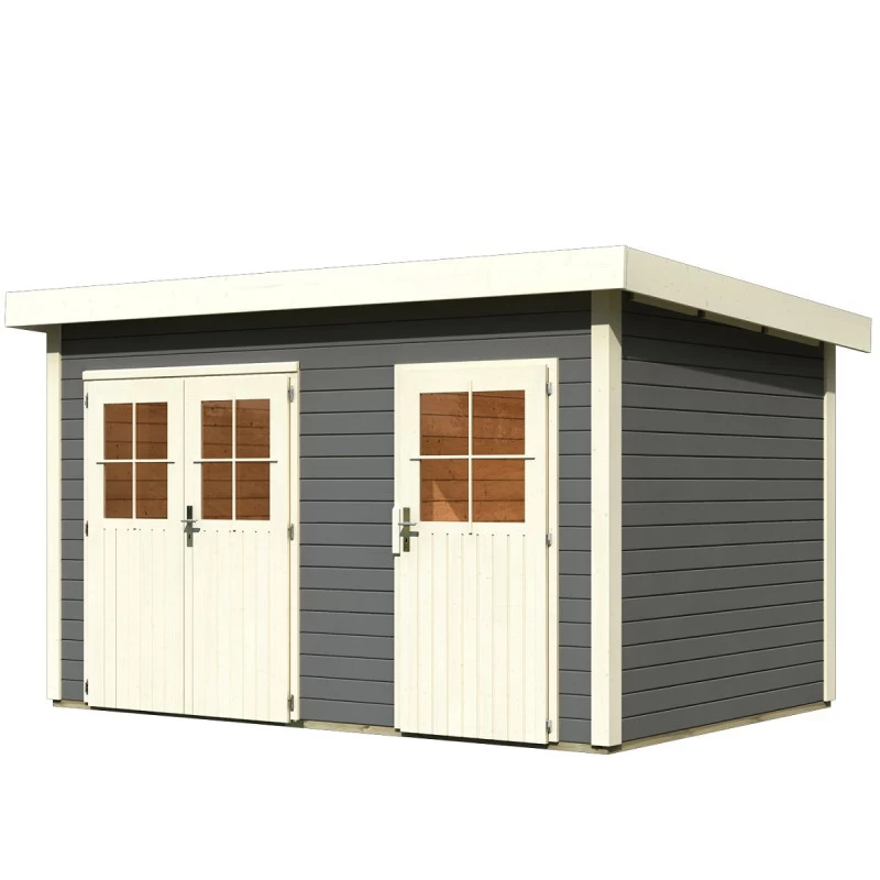 Abri De Jardin En Bois Massif Gris Terre 8,88m² Avec Cloison Intérieure Tintrup – Karibu 6 Abri De Jardin En Bois Massif Gris Terre 8,88m² Avec Cloison Intérieure Tintrup – Karibu – Image 4