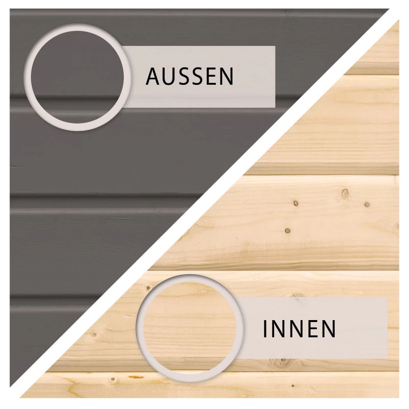 Abri De Jardin En Bois Massif Gris Terre 9,24m² Askola 6 Avec Appentis 240cm - Karibu 6 Abri De Jardin En Bois Massif Gris Terre 9,24m² Askola 6 Avec Appentis 240cm - Karibu – Image 4