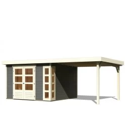 Abri De Jardin En Bois Massif Gris Terre 9,24m² Kerko 6 Avec Appentis 280cm – Karibu -Abri De Jardin abri de jardin en bois massif gris terre 924m kerko 6 avec appentis 280cm woodfeeling 2