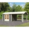 Abri De Jardin En Bois Massif Gris Terre 9,24m² Theres 7 Avec Un Auvent – Karibu -Abri De Jardin abri de jardin en bois massif gris terre 924m theres 7 avec un auvent karibu