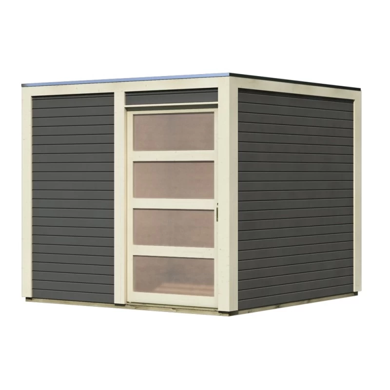 Abri De Jardin En Bois Vitrifié Gris 19mm Qubic 6.05m² - Karibu 5 Abri De Jardin En Bois Vitrifié Gris 19mm Qubic 6.05m² - Karibu – Image 3