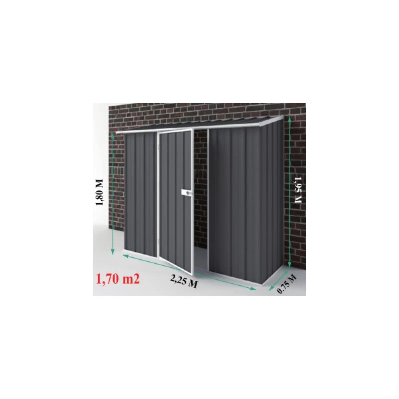 Abri De Jardin En Métal Colorbond Gris Compact 1,70m² EASYSHED 4 Abri De Jardin En Métal Colorbond Gris Compact 1,70m² EASYSHED – Image 2