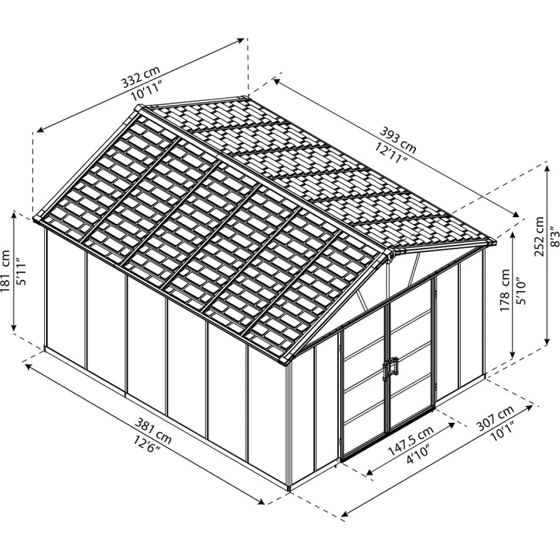 Abri De Jardin En Polycarbonate 11,7m² Sans Plancher YUKON - Palram - Canopia 5 Abri De Jardin En Polycarbonate 11,7m² Sans Plancher YUKON - Palram - Canopia – Image 3