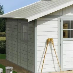 Abri De Jardin En PVC 11,2m² DECO Blanc Et Gris Vert Grosfillex + Kit Ancrage Offert -Abri De Jardin abri de jardin en pvc 112m deco blanc et gris vert grosfillex 3