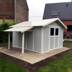 Abri De Jardin En PVC 11,2m² DECO Gris Clair Et Blanc Grosfillex + Kit Ancrage Offert -Abri De Jardin abri de jardin en pvc 112m deco gris clair et blanc grosfillex 2
