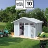 Abri De Jardin En PVC 11,2m² UTILITY Blanc Et Gris Bleu Grosfillex + Kit Ancrage Offert -Abri De Jardin abri de jardin en pvc 112m utility blanc et gris bleu grosfillex