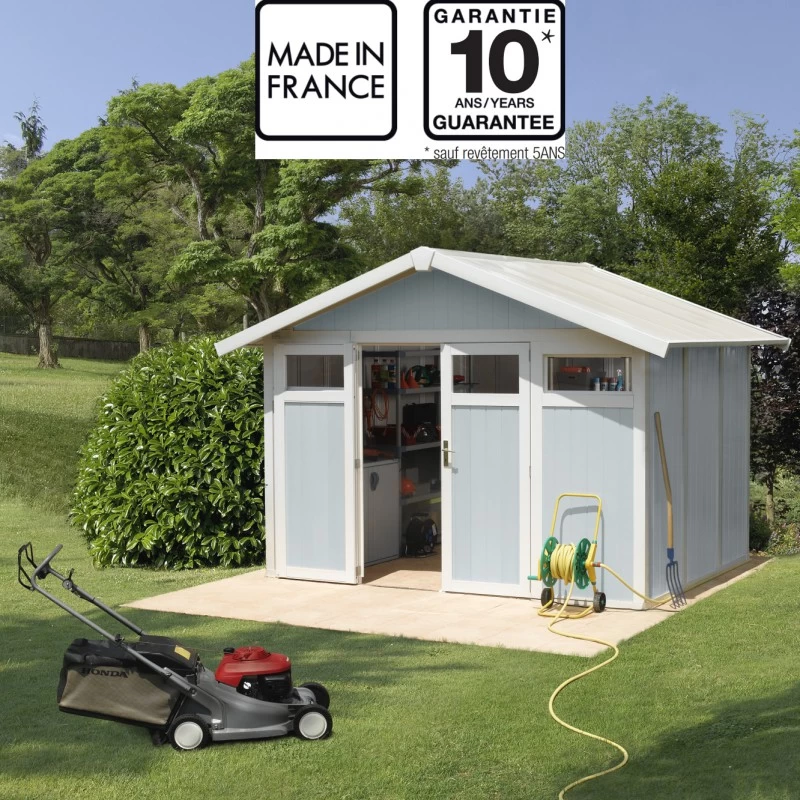 Abri De Jardin En PVC 7,53m² UTILITY Blanc Et Gris Bleu Grosfillex + Kit Ancrage Offert 3 Abri De Jardin En PVC 7,53m² UTILITY Blanc Et Gris Bleu Grosfillex + Kit Ancrage Offert