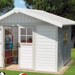 Abri De Jardin En PVC 7,5m² DECO Blanc Et Gris Vert Grosfillex + Kit Ancrage Offert -Abri De Jardin abri de jardin en pvc 75m deco blanc et gris vert grosfillex 2