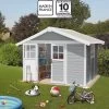 Abri De Jardin En PVC 7,5m² DECO Gris Clair Et Blanc Grosfillex + Kit Ancrage Offert -Abri De Jardin abri de jardin en pvc 75m deco gris clair et blanc grosfillex