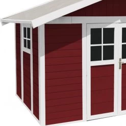 Abri De Jardin En PVC 7,5m² DECO Rouge Et Blanc Grosfillex + Kit Ancrage Offert -Abri De Jardin abri de jardin en pvc 75m deco rouge et blanc grosfillex 3