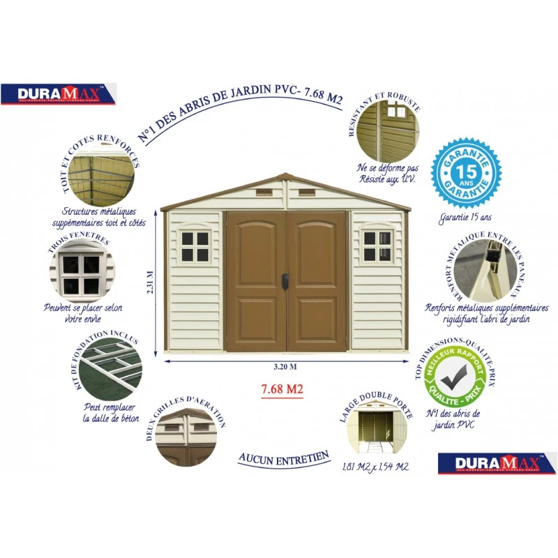Abri De Jardin En PVC WoodStyle Premium 7,68m² Duramax 5 Abri De Jardin En PVC WoodStyle Premium 7,68m² Duramax – Image 3