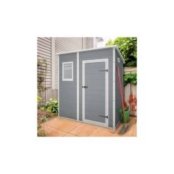 Abri De Jardin En Résine 2,06m² Monopente + Plancher Gris Keter -Abri De Jardin abri de jardin en resine 206m monopente plancher gris keter 1