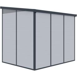 Abri De Jardin En Résine 4,10m² Gris Clair Toit Monopente Skylight + Plancher - Jobu -Abri De Jardin abri de jardin en resine 410m gris clair toit monopente skylight plancher jobu 2